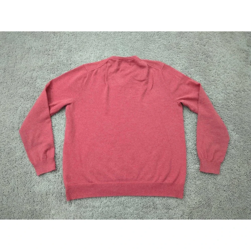 J Crew Sweater Mens Large Red‎ Pullover V-Neck Long Sleeve 100% Cotton Knit